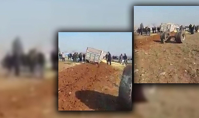 Urfa'da mısır yüklü kamyon refüje çarptı!