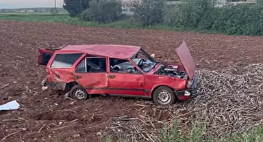 Suruç'ta kontrolden çıkan araç şarampole uçtu!