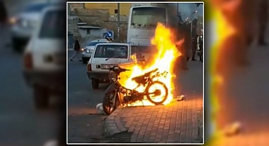 Urfa'da bir motosiklet alev topuna döndü!