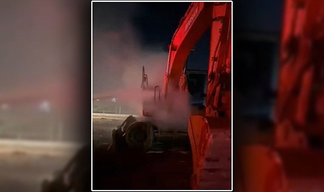 Urfa’da iş makinesinde yangın çıktı!
