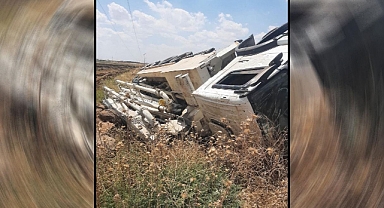 Urfa’da beton mikseri şarampole yuvarlandı: Yaralı var!