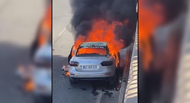 Urfa’da bir otomobil cayır cayır yandı!