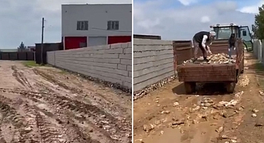 Çamurlu yol bezdirdi! Ceylanpınar’da belediyenin işini vatandaş yaptı!