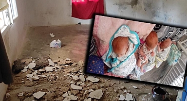 Urfa'da korkunç olay! Evin tavanı üçüz bebeklerin üzerine çöktü!
