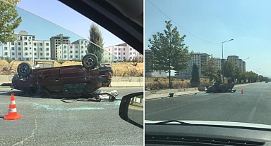 Karaköprü’de kaza! Takla atarak durabildi!