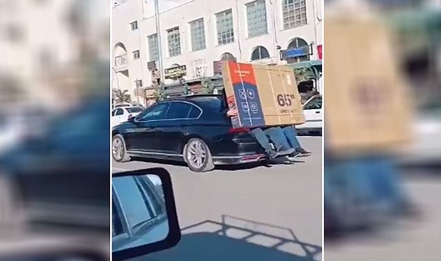 Urfa’daki televizyonu taşıma görüntüleri gündem oldu!