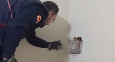 Urfa'da bir kedi bacada mahsur kaldı!