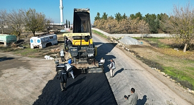 Suruç yolunda sıcak asfalt çalışması