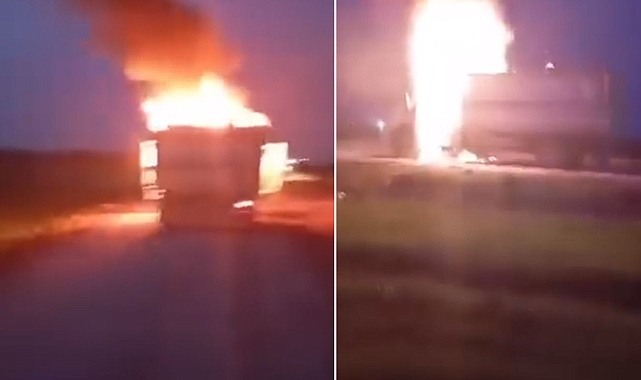 Şanlıurfa’da korku dolu anlar! Minibüs alev aldı!