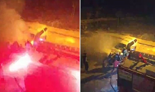 Urfa’da seyir halindeki araç alev aldı!