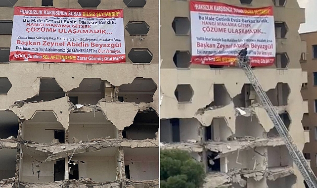 Urfa’daki hasarsız binayı ‘hasarlı’ yaptılar! Asılan pankartı söktüler!