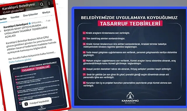 Karaköprü Belediyesi'nde Yeni Tasarruf Tedbirleri