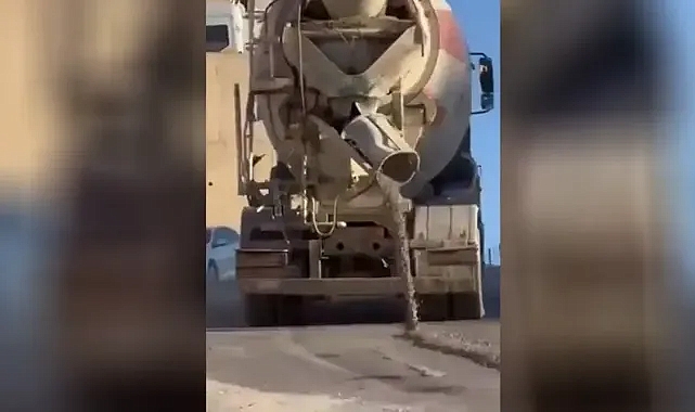 Urfa'da mikserlerin tahribatı sürüyor! Yola beton döke döke gitti!