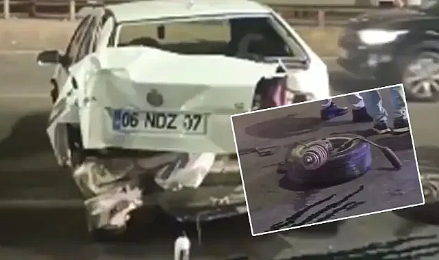Şanlıurfa’da bariyerlere çarptı! Lastiği koptu!