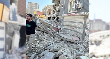 Urfa'da ağır hasarlı binanın yıkımı sağlam binaya zarar verdi!