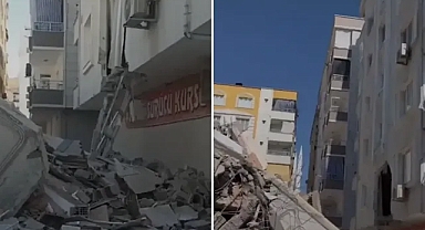 Urfa’da hasarlı bina yıkıldı! Yandaki binaya zarar verdi!