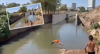 Urfa’da çocuklar tehlikeli ve kirli sularda yüzüyor!