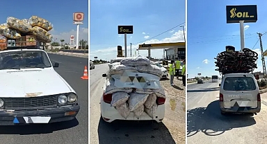 Ne bulsalar yüklediler! Urfa’da 12 araç trafikten men edildi!