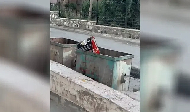 Şanlıurfa’da skandal görüntü! Bayrağın olduğu tablo çöpe atıldı!