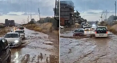 Urfa’da yolları su kapladı! Sürücüler zor anlar yaşadı!