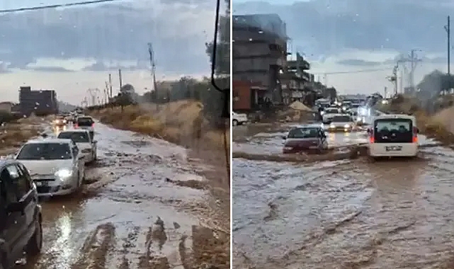 Urfa’da yolları su kapladı! Sürücüler zor anlar yaşadı!