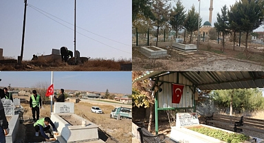 Harran Belediyesi Şehit Mezarlarında Bakım Çalışmalarını Yaptı