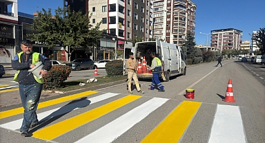 Şanlıurfa’da Trafik Güvenliği İçin Yaya Geçidi Ve Kasis Boyama Çalışmaları Sürüyor