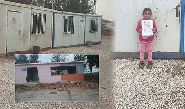 Urfa’daki okul yıkıldı! Öğrenciler konteynerde ders görüyor!