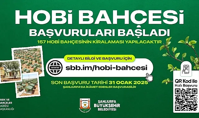 Şanlıurfa Büyükşehir Belediyesi Hobi Bahçesi Başvuruları Başladı!