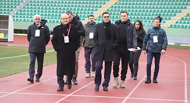 Aksoy stadyumda denetim yaptı