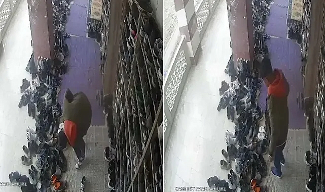 Urfa’da hırsız camiye dadandı! Ayakkabısını değiştirip gitti!