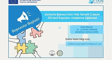 Şanlıurfa Barosu’ndan Hak Temelli Çalışan STK’lara Kapasite Geliştirme Eğitimleri