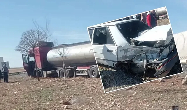 Urfa’da kaza! TIR, otomobili sürükledi!