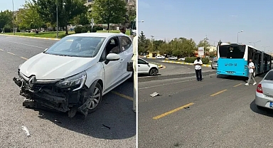 Şanlıurfa’da maddi hasarlı kaza! Otomobil ile otobüs çarpıştı