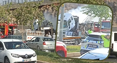 Şanlıurfa'da alev alev yandı! Trafik felç oldu