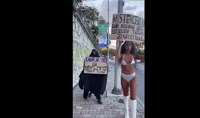 Bikinili protestolarıyla tanınan Melisa Aydınalp'ten Müstehcenlik eylemi