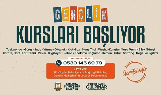 ŞANLIURFA BÜYÜKŞEHİR BELEDİYESİ’NİN GENÇLİK KURSLARI BAŞLIYOR