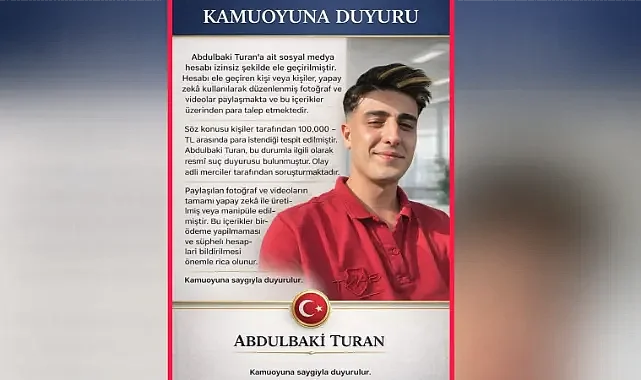 Abdulbaki Turan’dan Kamuoyuna Önemli Uyarı: Sosyal Medya Dolandırıcılığına Dikkat