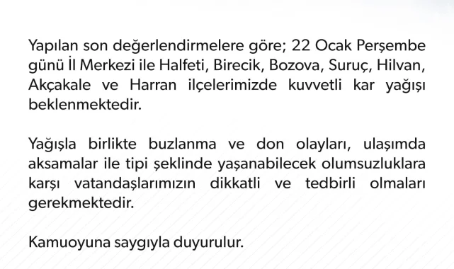 Akçakale'de Kuvvetli Yağış İçin Meteorolojik Uyarı Yapıldı