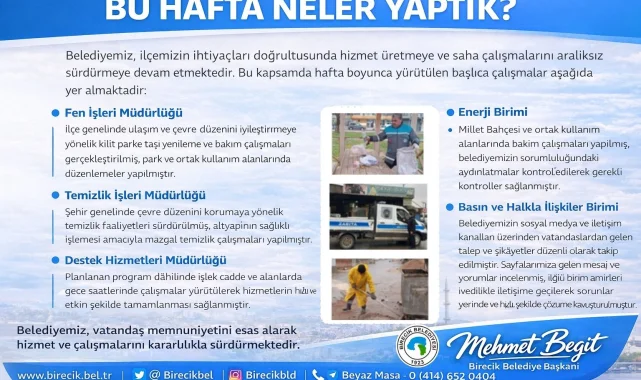 Birecik Belediyesi Haftalık Faaliyet Raporunu Açıkladı