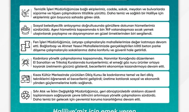 Haliliye Belediyesi Ekibine Teşekkür Mesajı Yayınladı