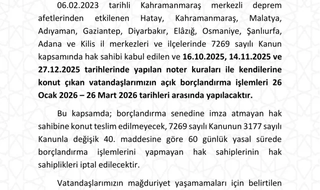 Şanlıurfa'da Deprem Konutları Hak Sahipleri Borçlandırma Süreci Başladı