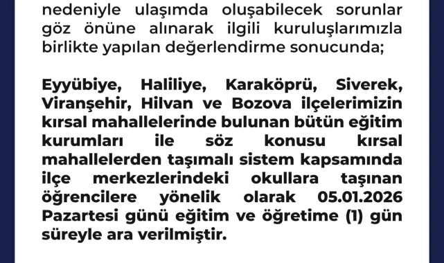 Şanlıurfa'da Kırsal Mahalle Okullarında Eğitime Ara Verildi