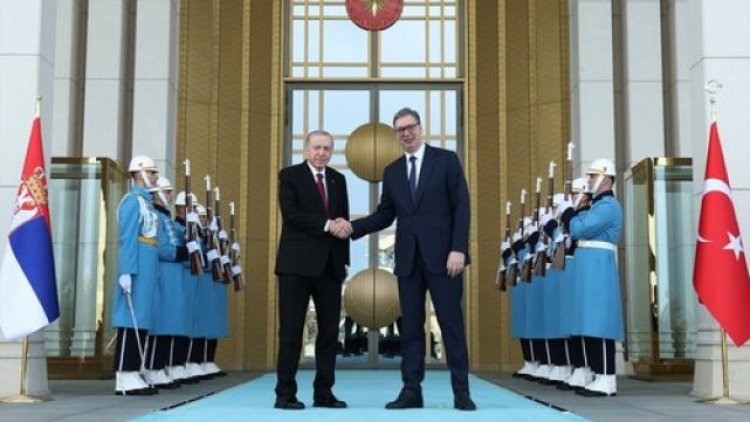 Cumhurbaşkanı Erdoğan, Sırbistan Cumhurbaşkanı Vucic'i Külliye'de Karşıladı