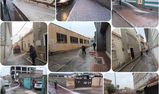 Eyyübiye'de Temizlik Ekipleri Mahallelerde Çalışıyor