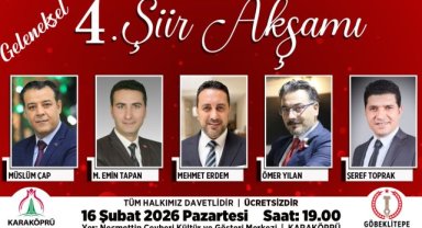Karaköprü Belediyesi'nden Geleneksel 4. Şiir Akşamı Daveti