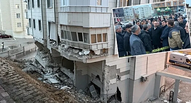 Karaköprü’de binanın istinat duvarı çöktü! Çiftçi incelemelerde bulundu!