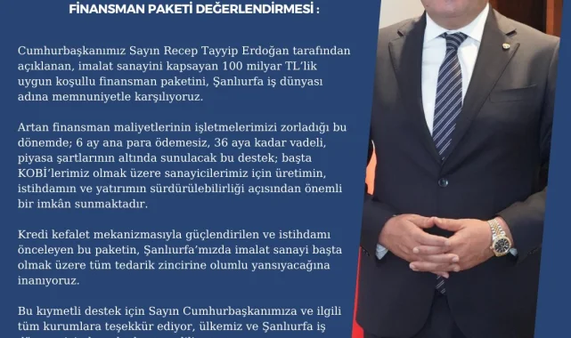 Mehmet Doğan Yetim'den 100 Milyar TL'lik Finansman Paketi Değerlendirmesi