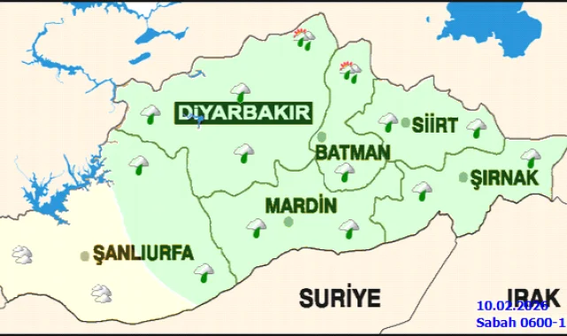 Şanlıurfa ve Bölge Genelinde 10 Şubat'ta Yağışlı Hava Etkili Olacak