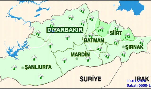 Şanlıurfa'da 11 Şubat Çarşamba Günü Yağmurlu Hava Bekleniyor